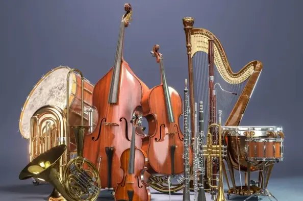 A group of instruments sitting on top of each other.
